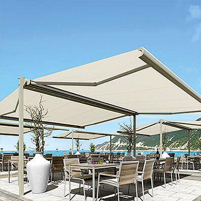 Freistehende Markise blau