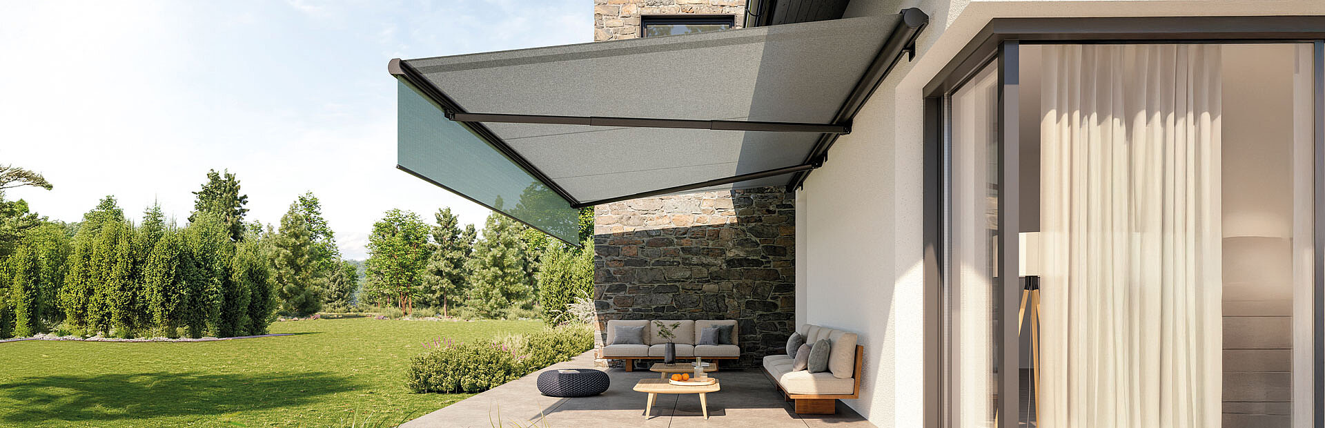 Gelenkarmmarkise am Haus