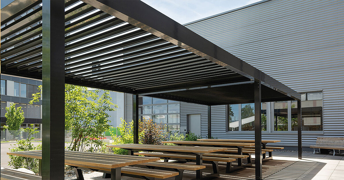 Terrassenüberdachung Bavona mit Sitzbänken