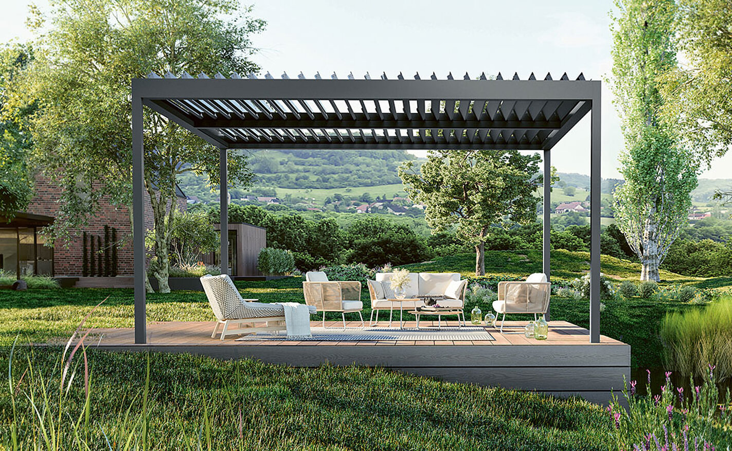 Garten mit einem Pavillon 