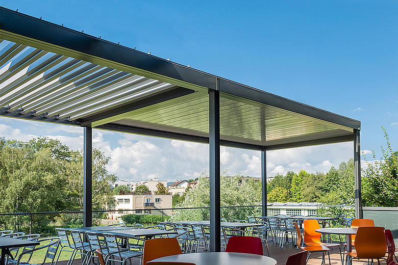 BAVONA TP6600 koppelbarer Terrassen-Pavillon mit neigbaren Aluminium-Lamellen 